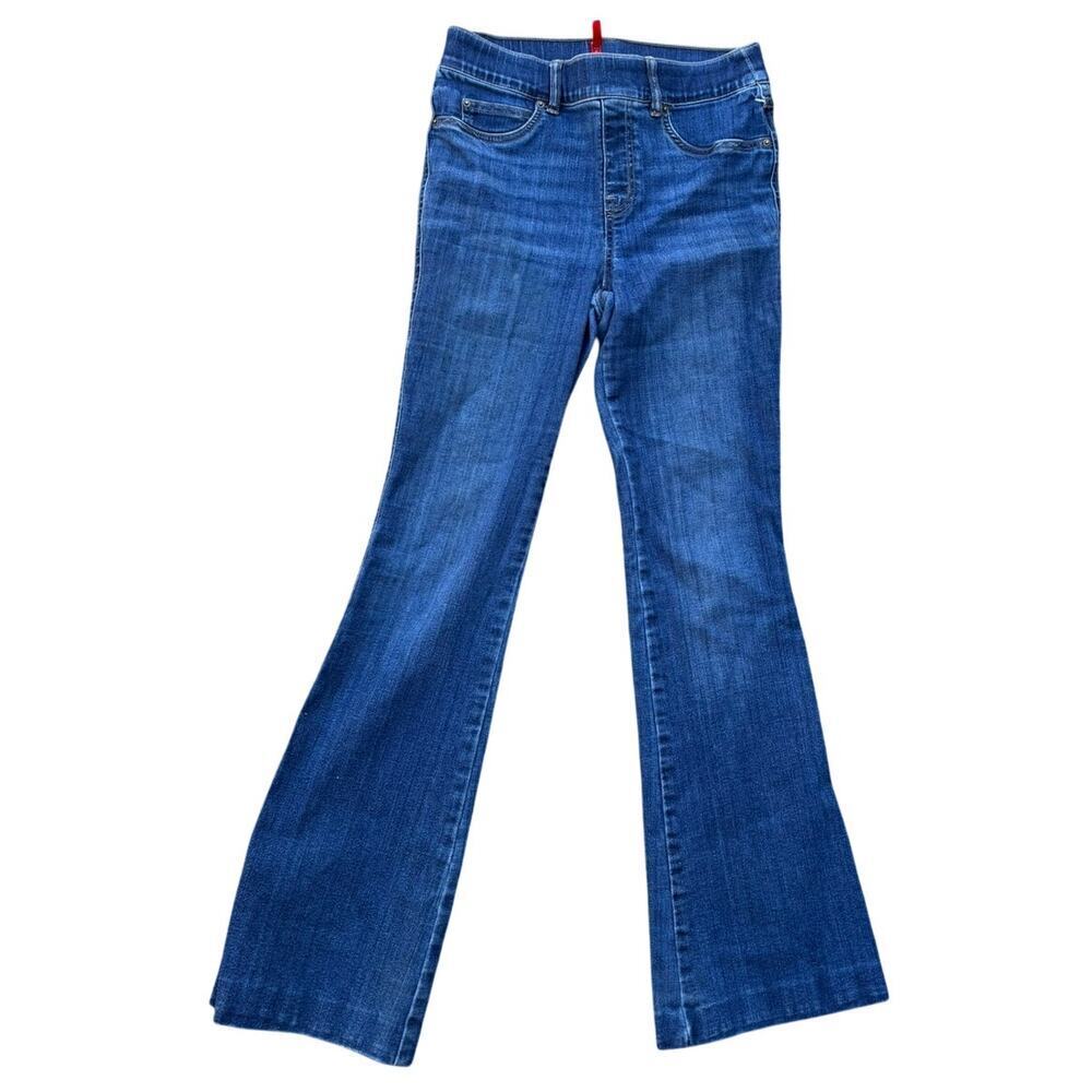 SPANX High Rise Flare Pull-On Jeans Size Small Medium Blue Wash - Read